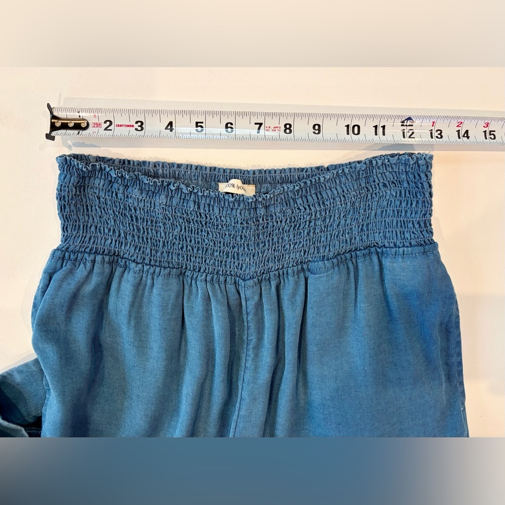 Joie 100% Lyocell Smocked High Waist Wide-Leg Pants in Denim Pockets Large - Picture 9 of 12